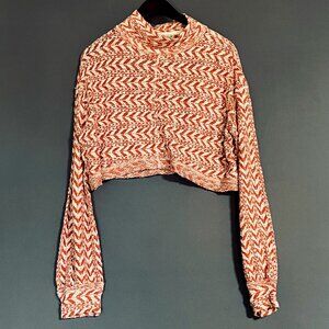 Trinhnology Orange & Cream Cropped Raw Edge Sweater